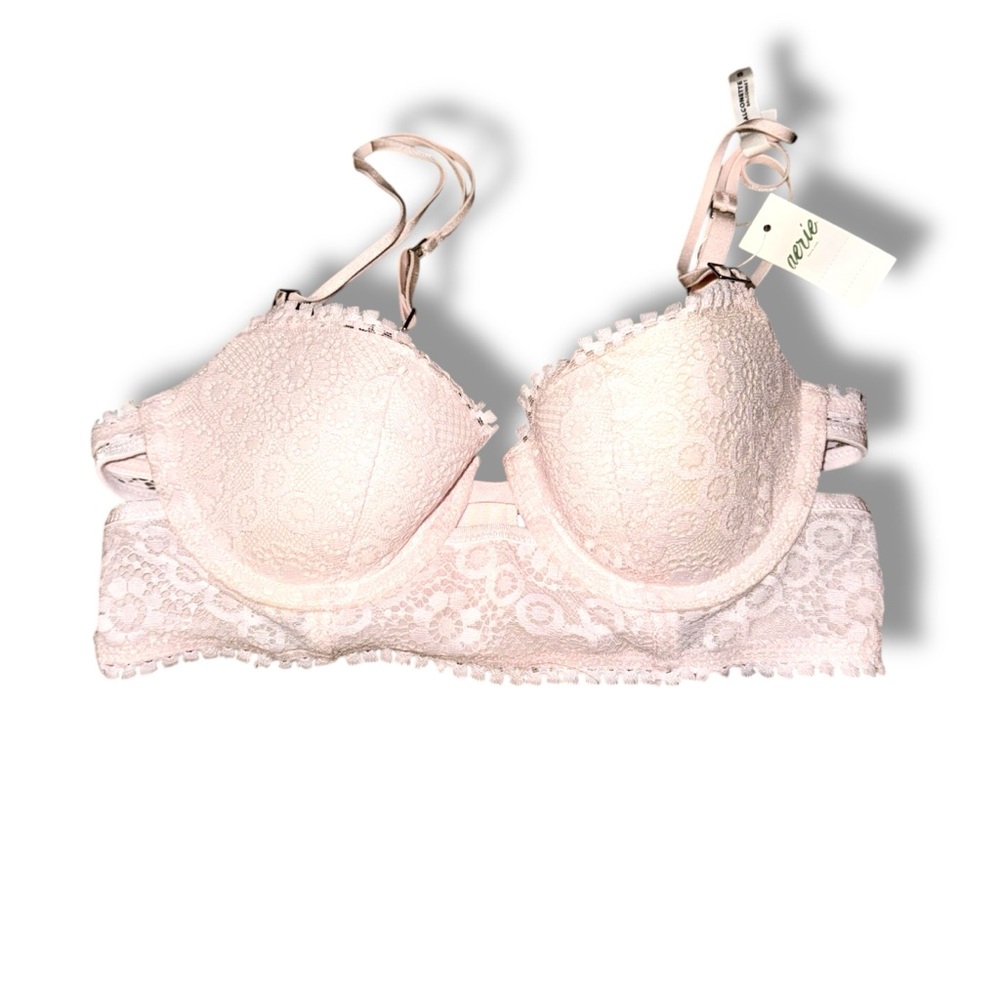 Aerie Balconette Light Pink Lace Real Power Bra Sz 32B NEW Adjustable Straps